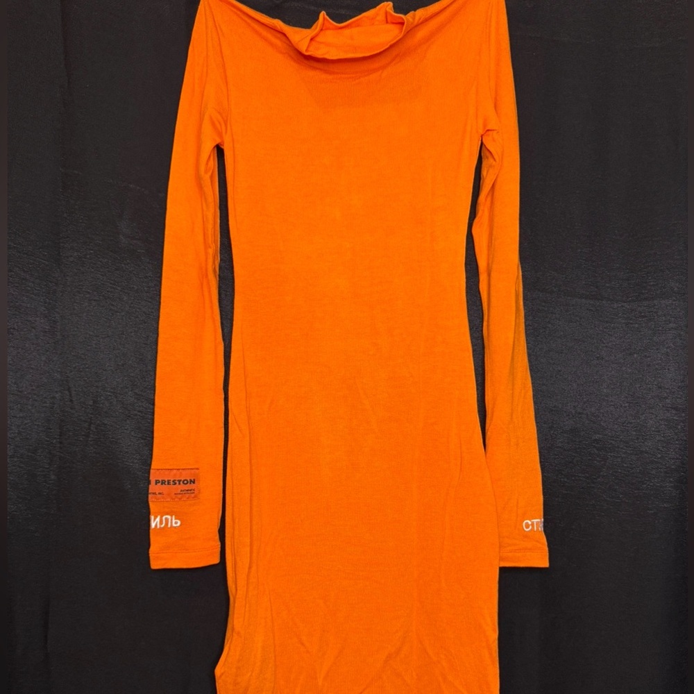 Heron Preston Orange “СТИЛЬ” Mock Neck Long Sleeve Top